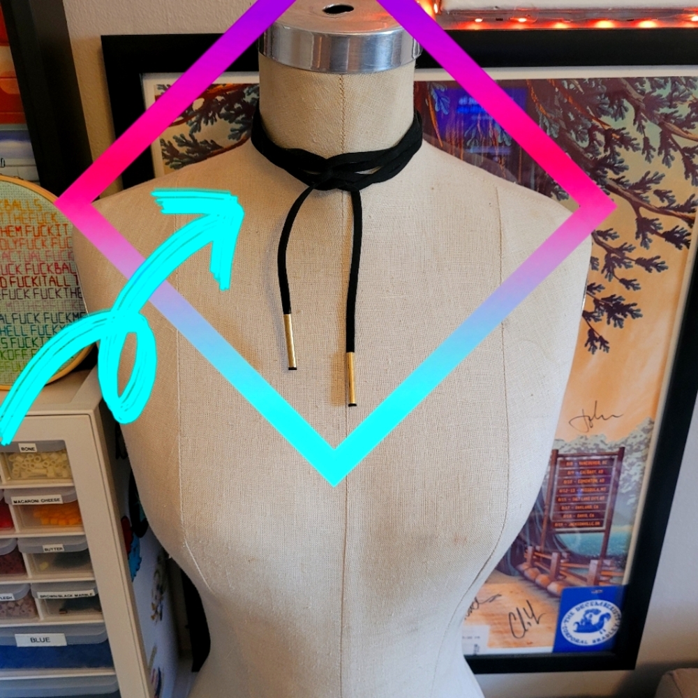 Long, Versatile Black Velvet Choker Necklace
